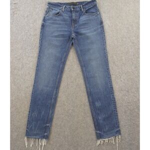 Alexander Wang Jeans Womens 25 Blue Wang 002 Slim Straight Zip Denim Raw Hem